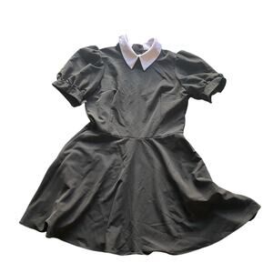 DEANDRI MInnie Dress Black White Wednesday Pointed Collar Zip Back 3X Plus Size